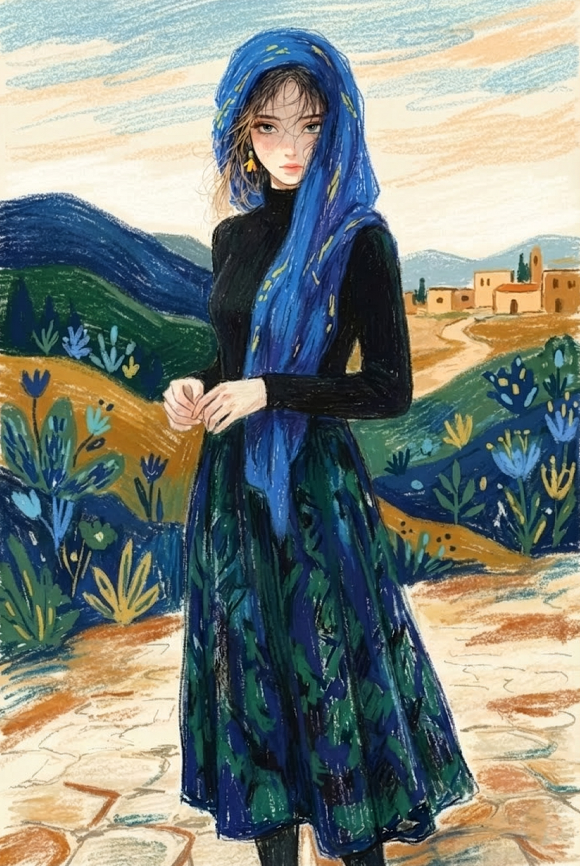 Abstract digital artwork featuring flowing organic forms and natural elements blending together in harmonious composition, evoking a sense of peaceful movement and connection with nature